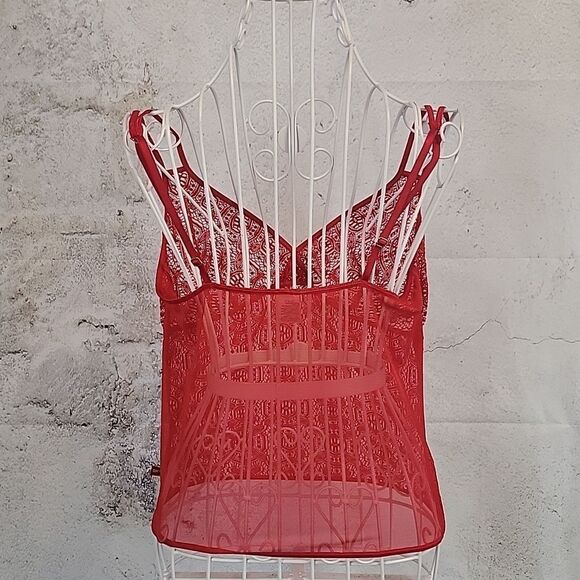 Dkny Red Lace Camisole Top Womens Size L - Picture 6 of 10